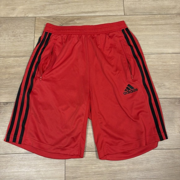 adidas Other - Adidas Shorts Men Small Unlined Red 3 Stripe Athletic Soccer Training Polyester